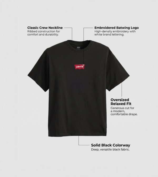 Levi's  Casual T-Shirts - Black Round Neck T-Shirts