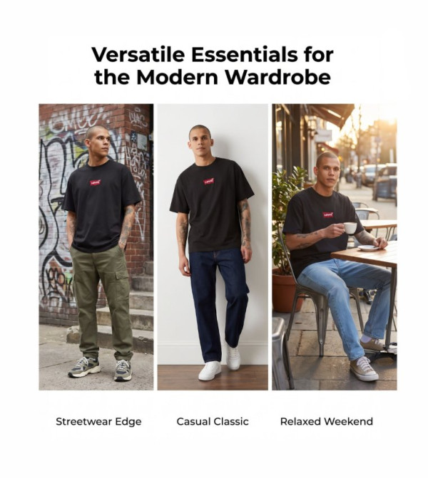 Levi's  Casual T-Shirts - Black Round Neck T-Shirts