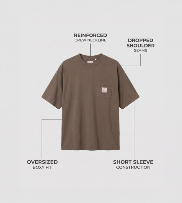 ليفايز  utility-workwear - بني  Round Neck T-Shirts
