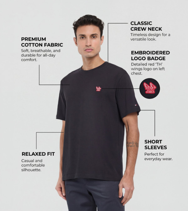Tommy Hilfiger Tommy Hilfiger - Black Round Neck T-Shirts