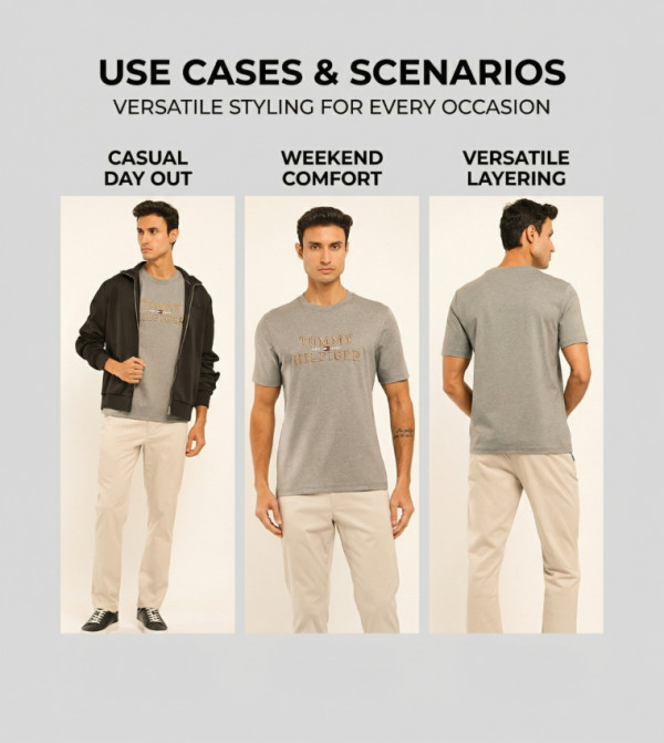 Tommy Hilfiger Tommy Hilfiger - Grey Round Neck T-Shirts