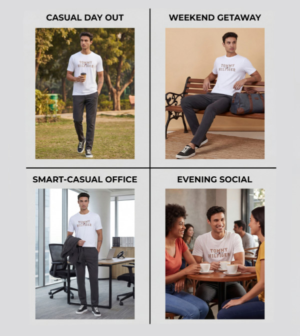 Tommy Hilfiger  - White Round Neck T-Shirts