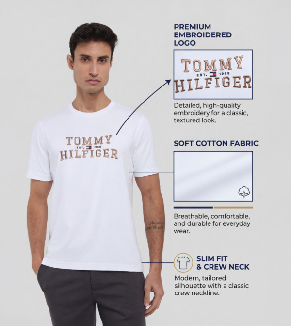 Tommy Hilfiger  - White Round Neck T-Shirts