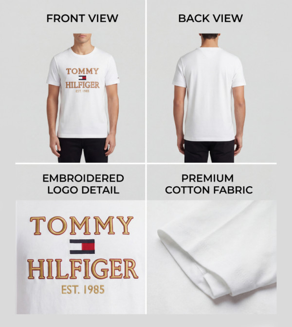 Tommy Hilfiger  - White Round Neck T-Shirts