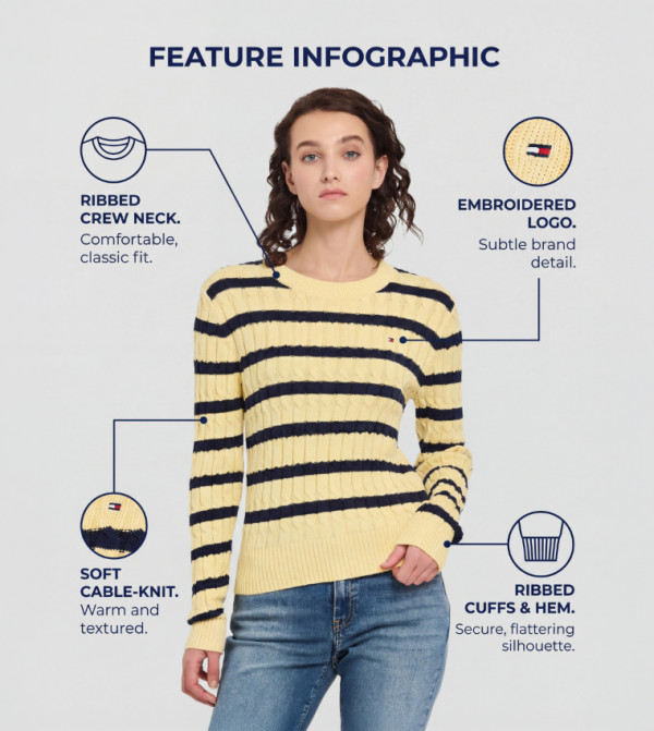 تومي هيلفيغر تومي هيلفيغر - أصفر Round Neck Sweaters