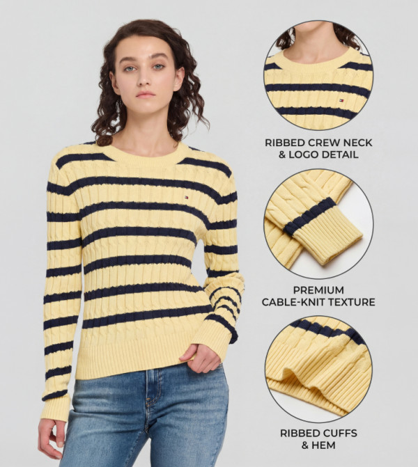 تومي هيلفيغر تومي هيلفيغر - أصفر Round Neck Sweaters