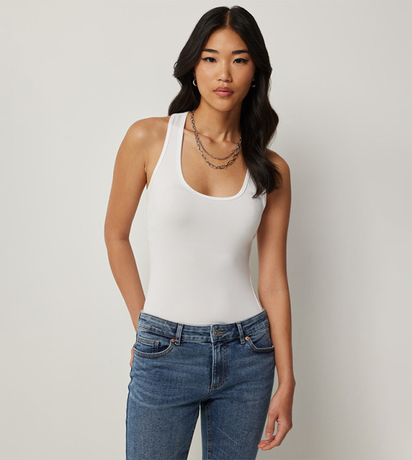 Ardene Sleeveless Tops - White Sleeveless Tops