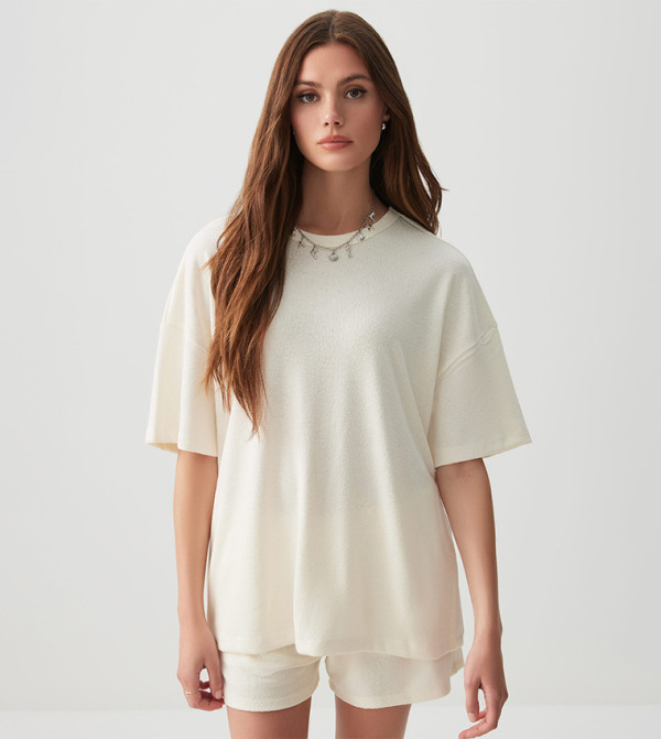 Ardene  Clothing - Beige Short Sleeve T-Shirts