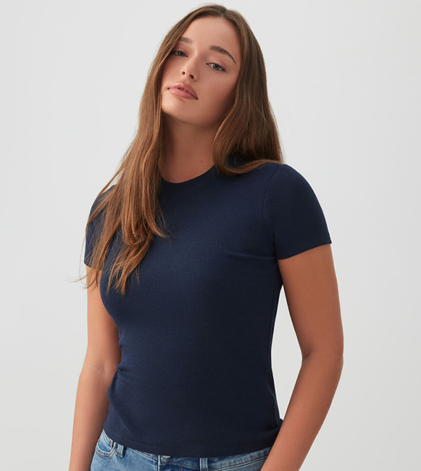 Ardene  T-Shirts - Navy Short Sleeve T-Shirts