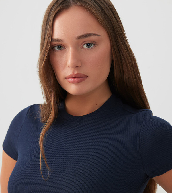 Ardene  T-Shirts - Navy Short Sleeve T-Shirts