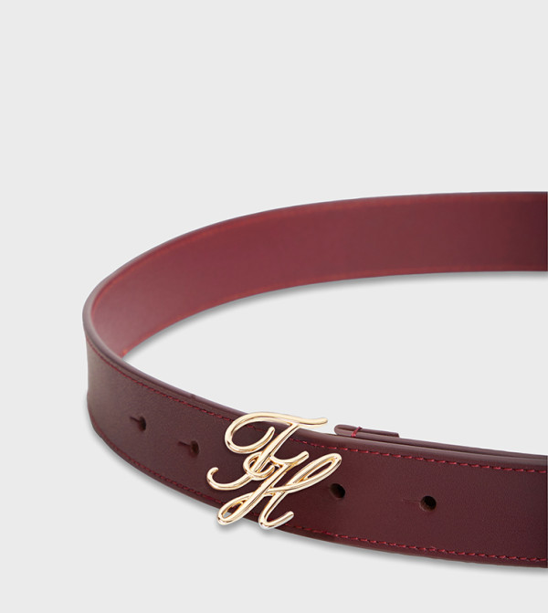 تومي هيلفيغر  أحزمة جلدية - بورغندي Leather Belts