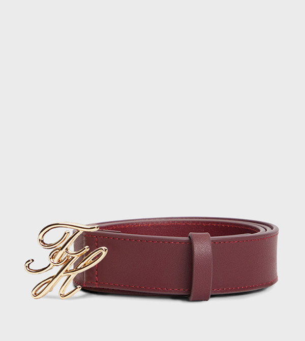 تومي هيلفيغر  أحزمة جلدية - بورغندي Leather Belts