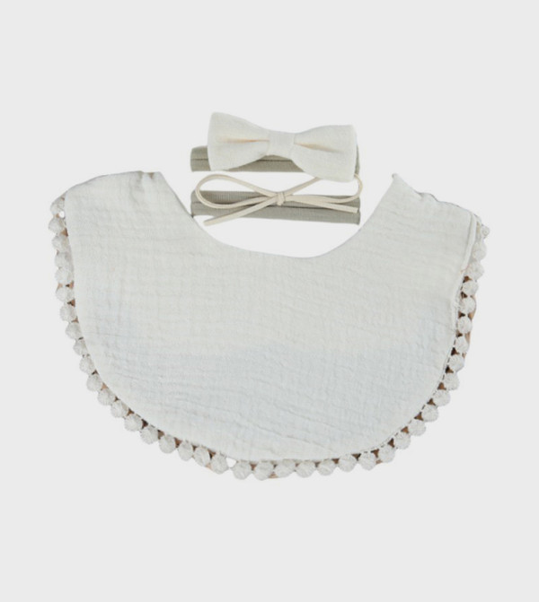 Bambimici Bibs & Hanky - Cream Bibs & Hanky
