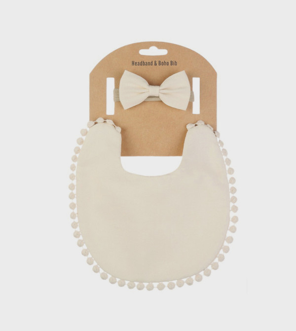 Bambimici  Bibs & Hanky - Cream Bibs & Hanky