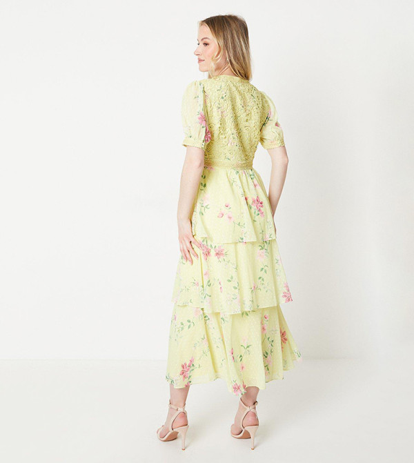 Oasis  floral-dresses-march - Yellow Casual Dresses