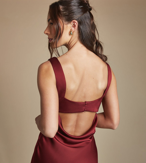 اويسيس   modest-dressing - بورغندي Midi Dresses