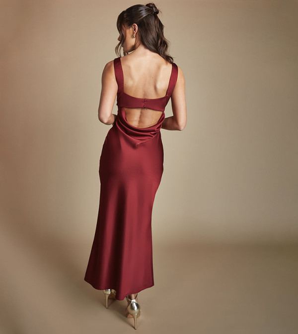 اويسيس   modest-dressing - بورغندي Midi Dresses