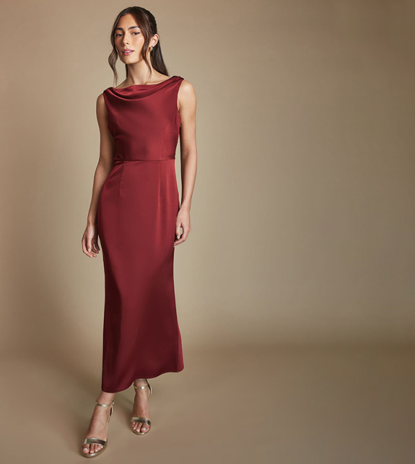 اويسيس   modest-dressing - بورغندي Midi Dresses