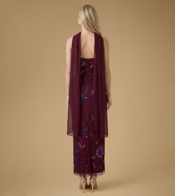 اويسيس   modest-dressing - بورغندي Midi Dresses