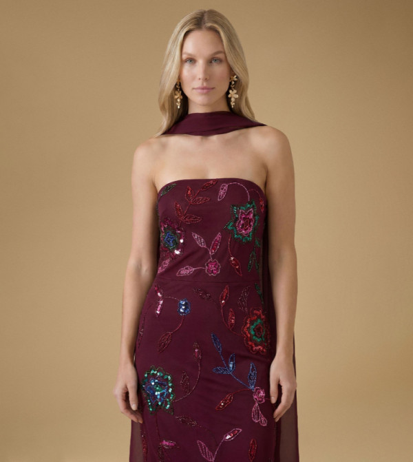 اويسيس   modest-dressing - بورغندي Midi Dresses