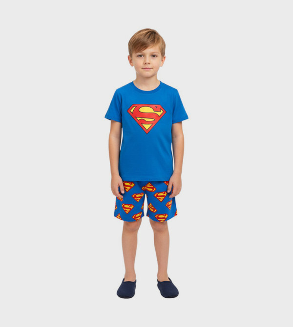 BIDANI  superman - Blue Top & Pyjama Sets