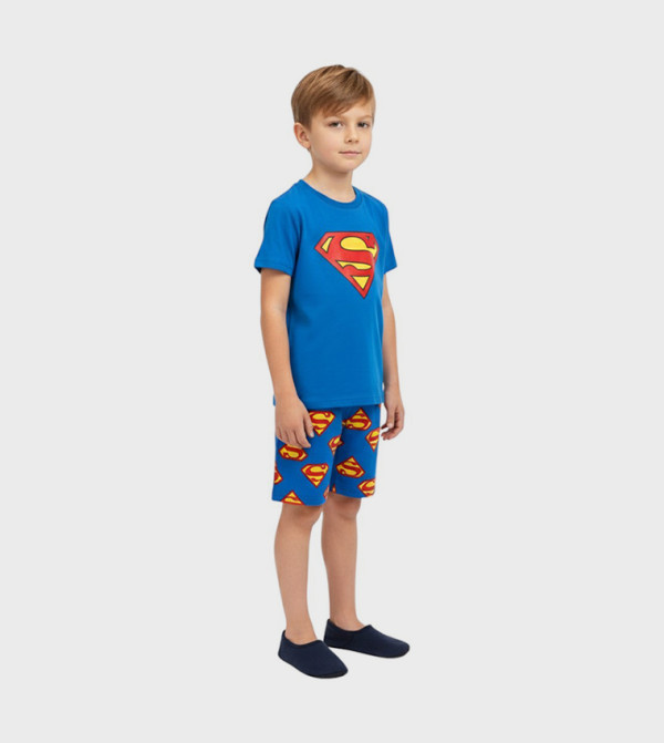 BIDANI  superman - Blue Top & Pyjama Sets