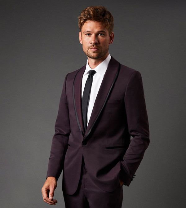 Burton - Outlet  Suit - Burgundy Tuxedo Suit