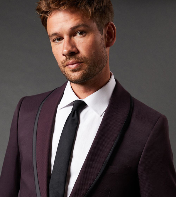 Burton - Outlet  Suit - Burgundy Tuxedo Suit