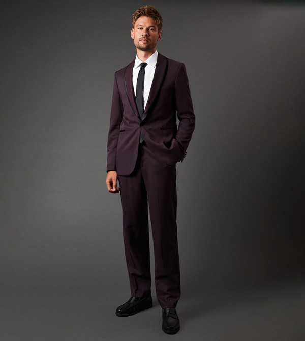 Burton - Outlet  Suit - Burgundy Tuxedo Suit