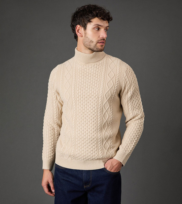 Burton  Turtle Neck Sweaters - Beige Turtle neck Sweaters