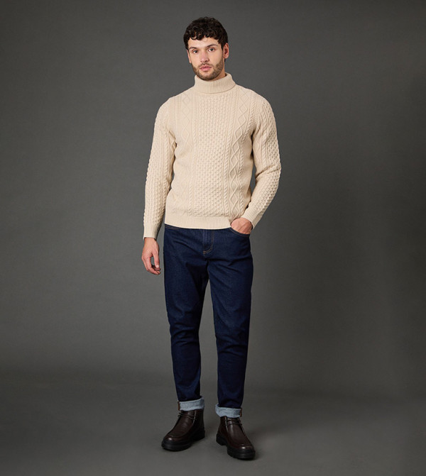 Burton  Turtle Neck Sweaters - Beige Turtle neck Sweaters