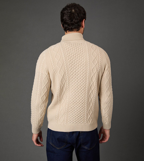 Burton  Turtle Neck Sweaters - Beige Turtle neck Sweaters
