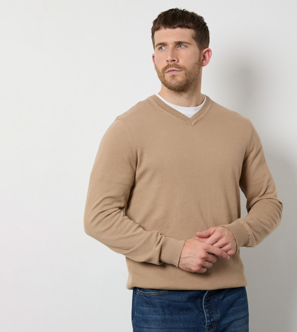 Burton V-neck Sweaters - Brown V-neck Sweaters