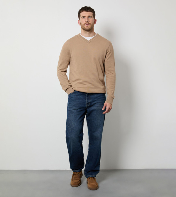Burton V-neck Sweaters - Brown V-neck Sweaters
