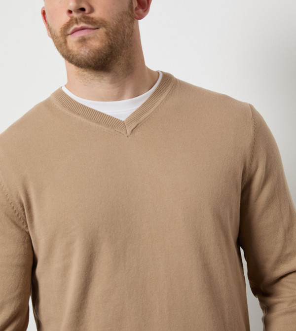 Burton V-neck Sweaters - Brown V-neck Sweaters