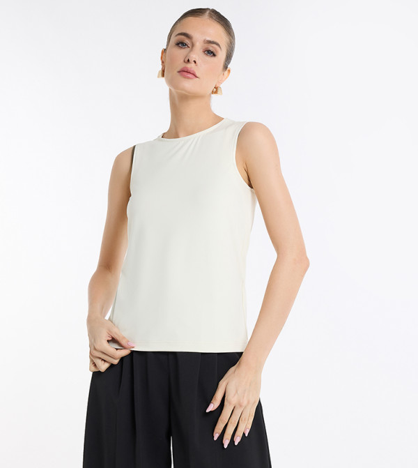 BCBG Clothing - Off White Sleeveless Tops