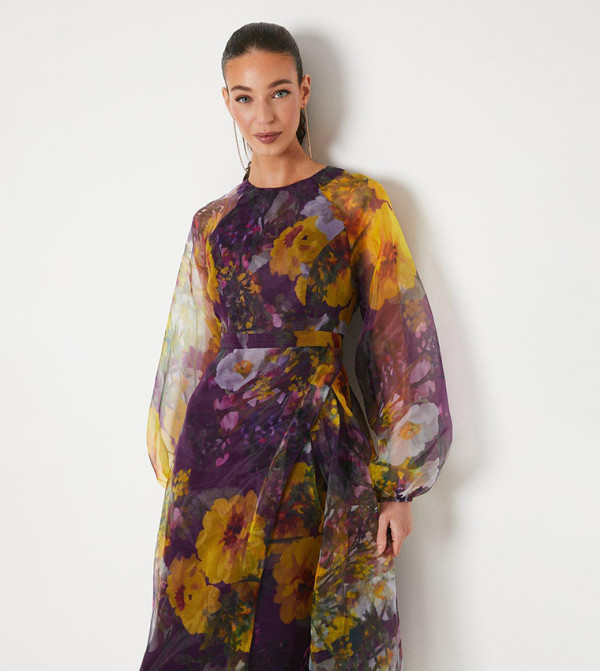 Coast  statement-sleeve-babydoll - Purple Casual Dresses