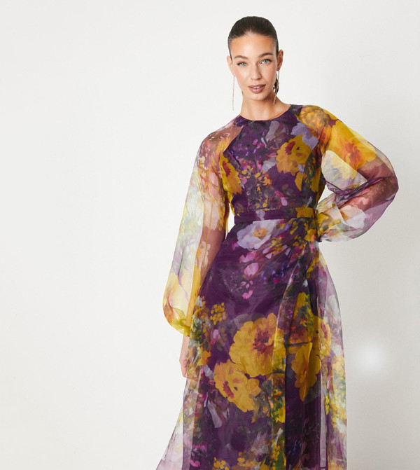Coast  statement-sleeve-babydoll - Purple Casual Dresses