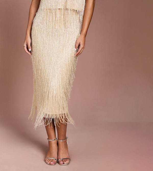 Coast  Midi Skirts - Beige Midi Skirts