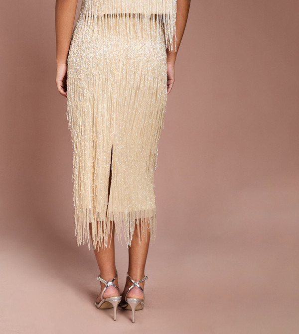 Coast  Midi Skirts - Beige Midi Skirts