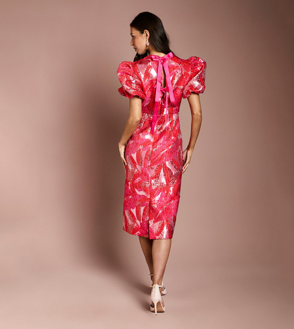 Coast  statement-sleeve-babydoll - Red Midi Dresses