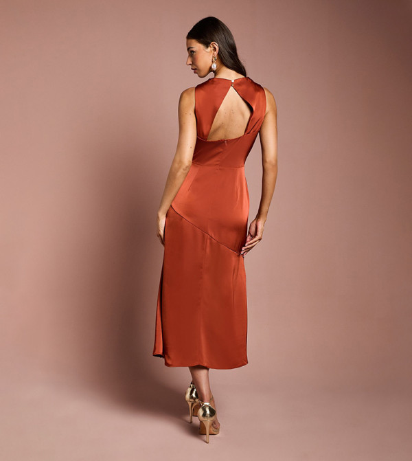 Coast satin-going-out - Brown Midi Dresses
