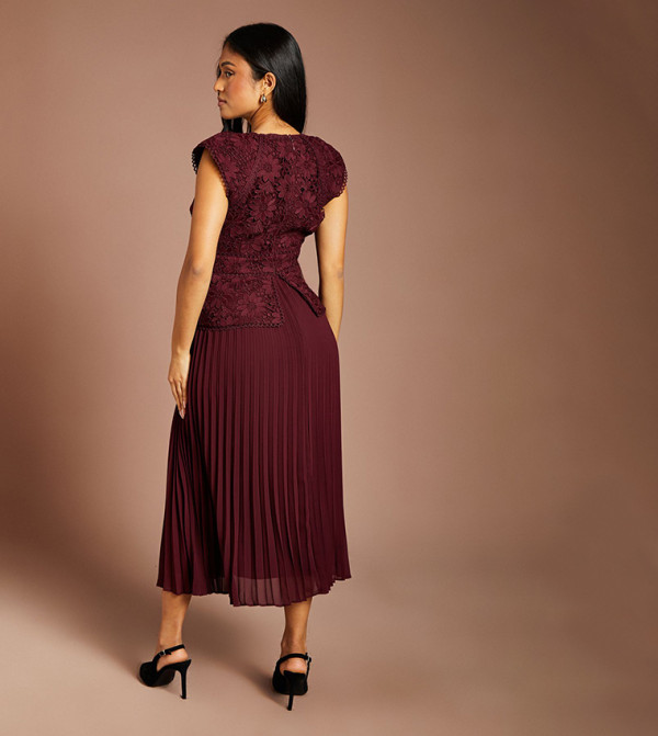 Coast peplum-play - Wine Midi Dresses