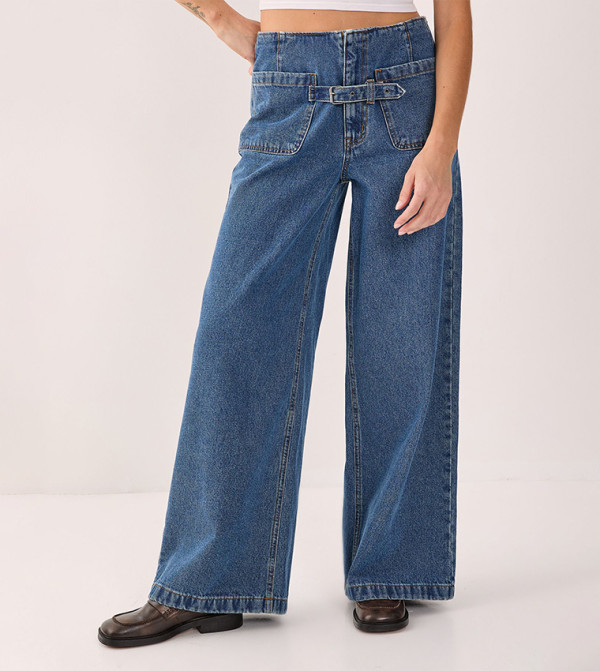 ناستي غال denim-obsessed - أزرق Wide Leg Jeans