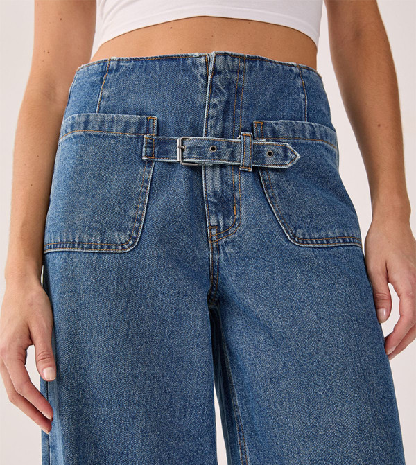 ناستي غال denim-obsessed - أزرق Wide Leg Jeans