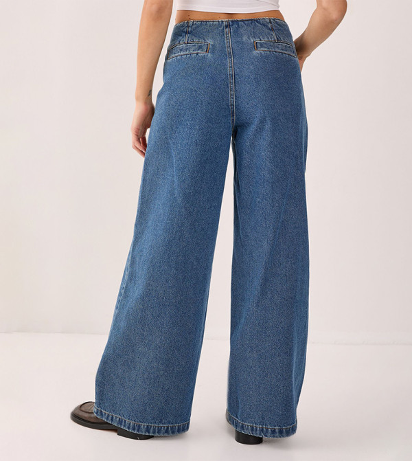 ناستي غال denim-obsessed - أزرق Wide Leg Jeans