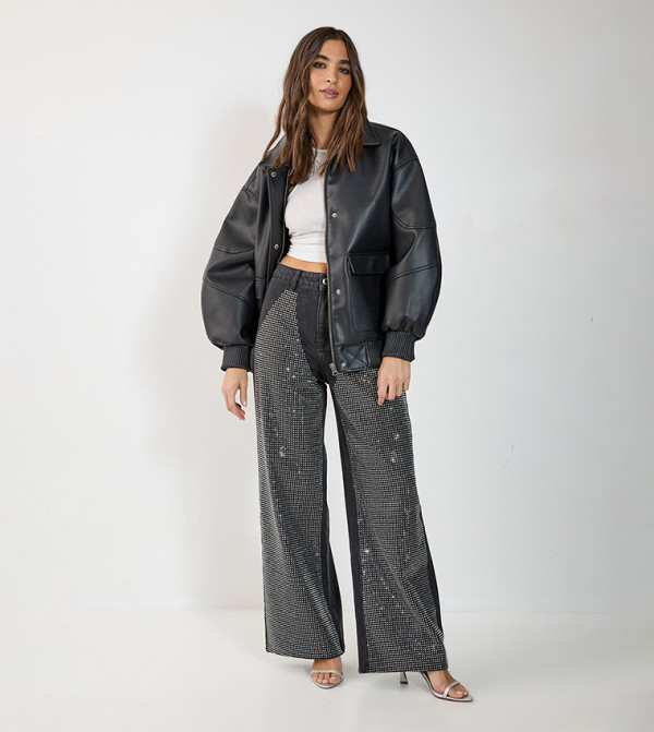 Nasty Gal  denim-obsessed - Black Wide Leg Jeans