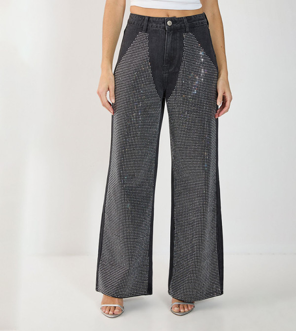 Nasty Gal  denim-obsessed - Black Wide Leg Jeans