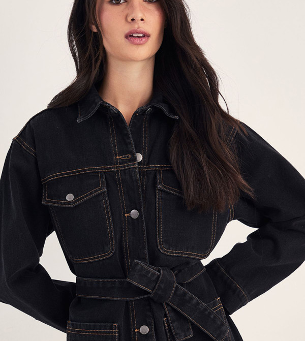 ناستي غال denim-obsessed - أسود Shirt & T-Shirt Dresses