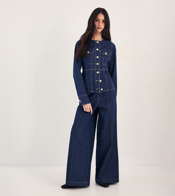 ناستي غال  denim-obsessed - نيلي  Wide Leg Jeans